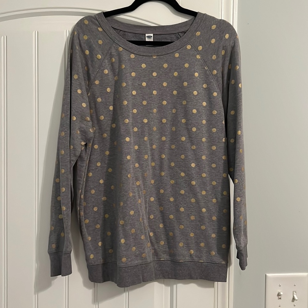 Large Old Navy Grey and Gold polka dot Sweatshirt